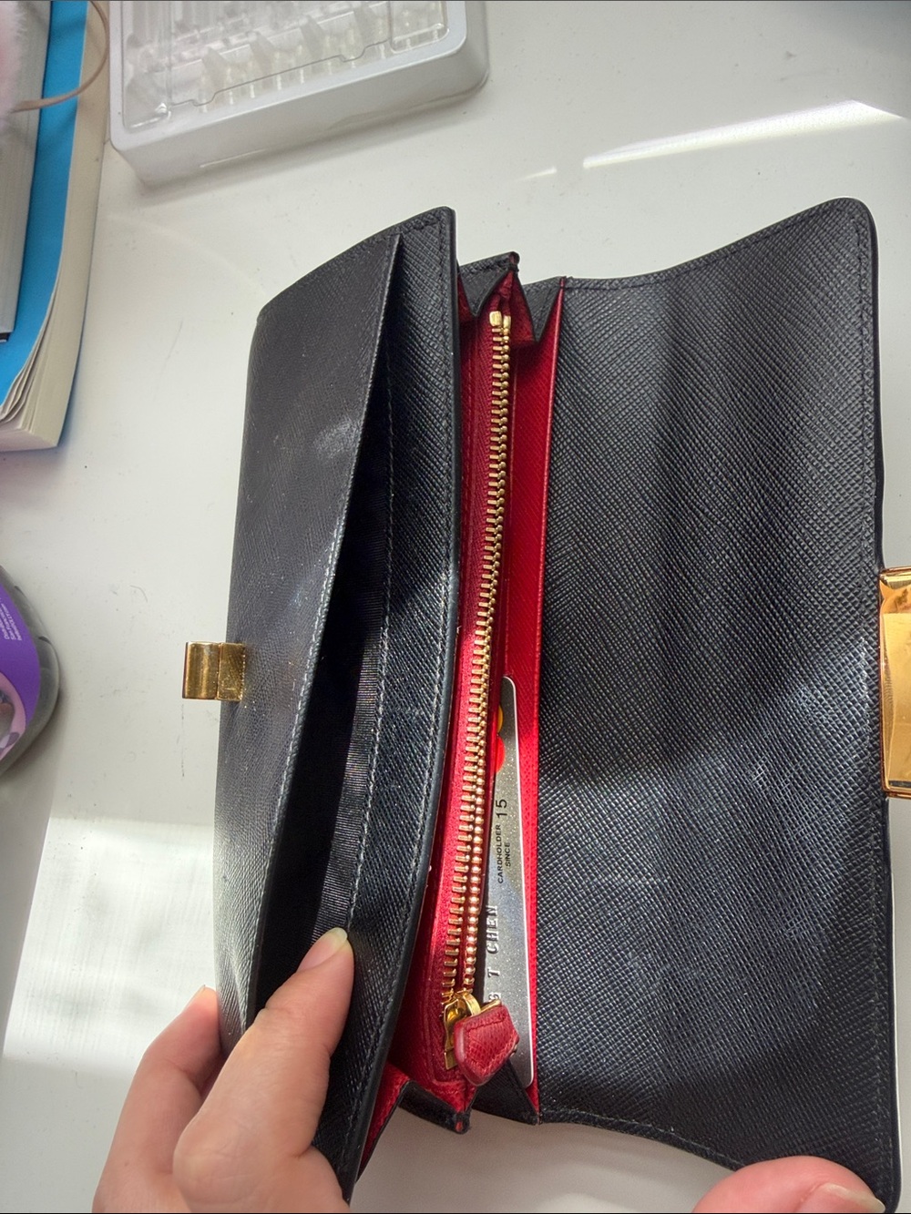 Prada Saffiano Leather Continental Wallet Black Gold Hardware - Picture 5 of 7